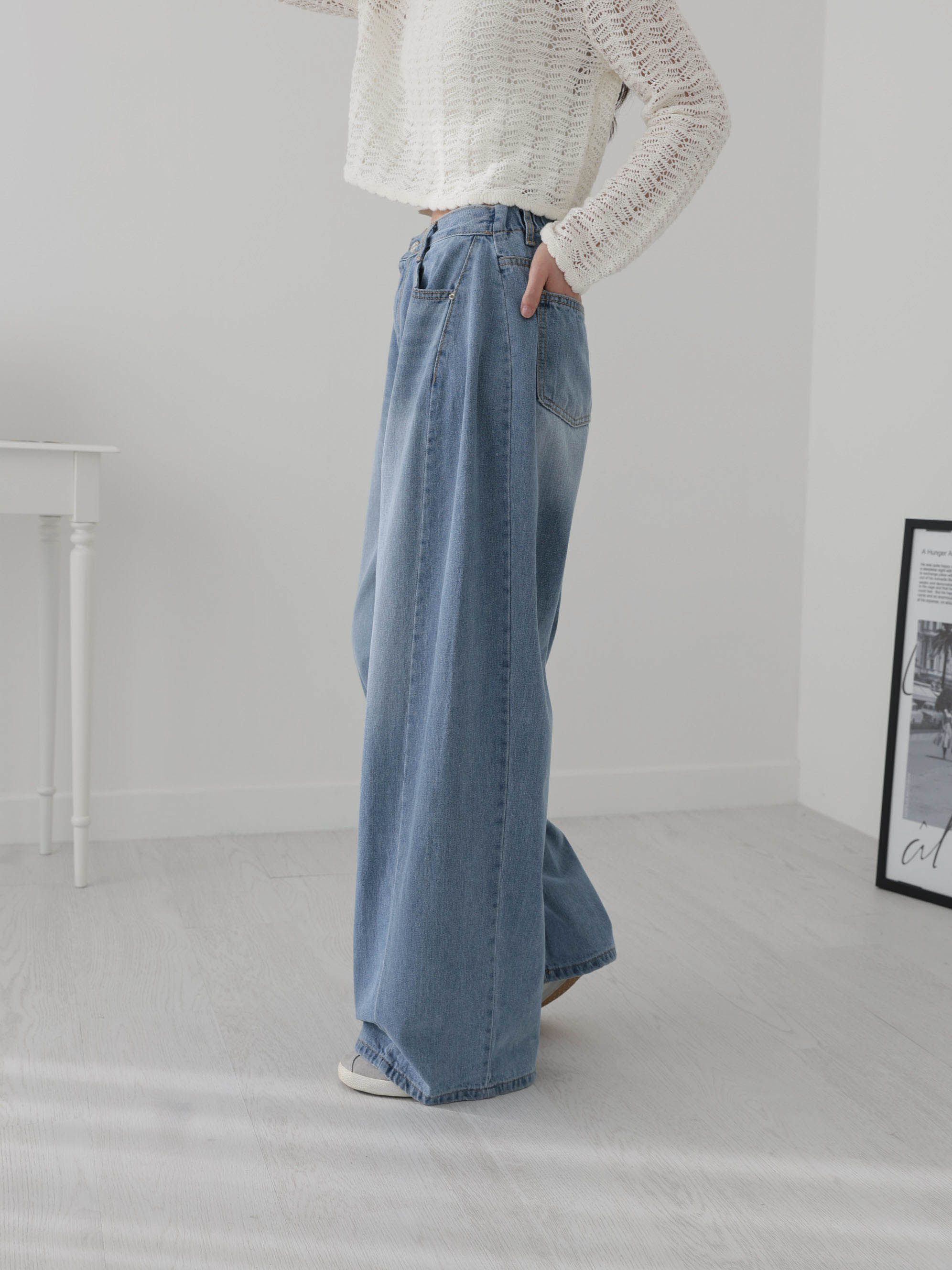 👖[26ss 봄신상] 👖팝진 봄신상 벌룬핏 와이드 청바지 허리 뒷밴딩 77 가능 / Balloon Fit Wide Denim Jeans