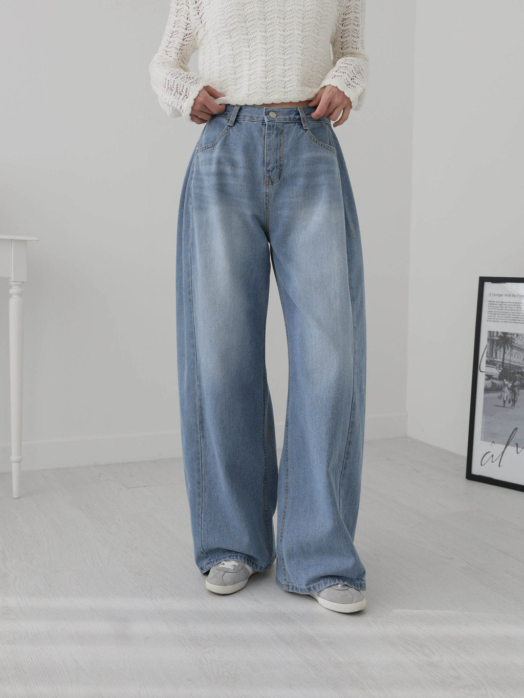 👖[26ss 봄신상] 👖팝진 봄신상 벌룬핏 와이드 청바지 허리 뒷밴딩 77 가능 / Balloon Fit Wide Denim Jeans