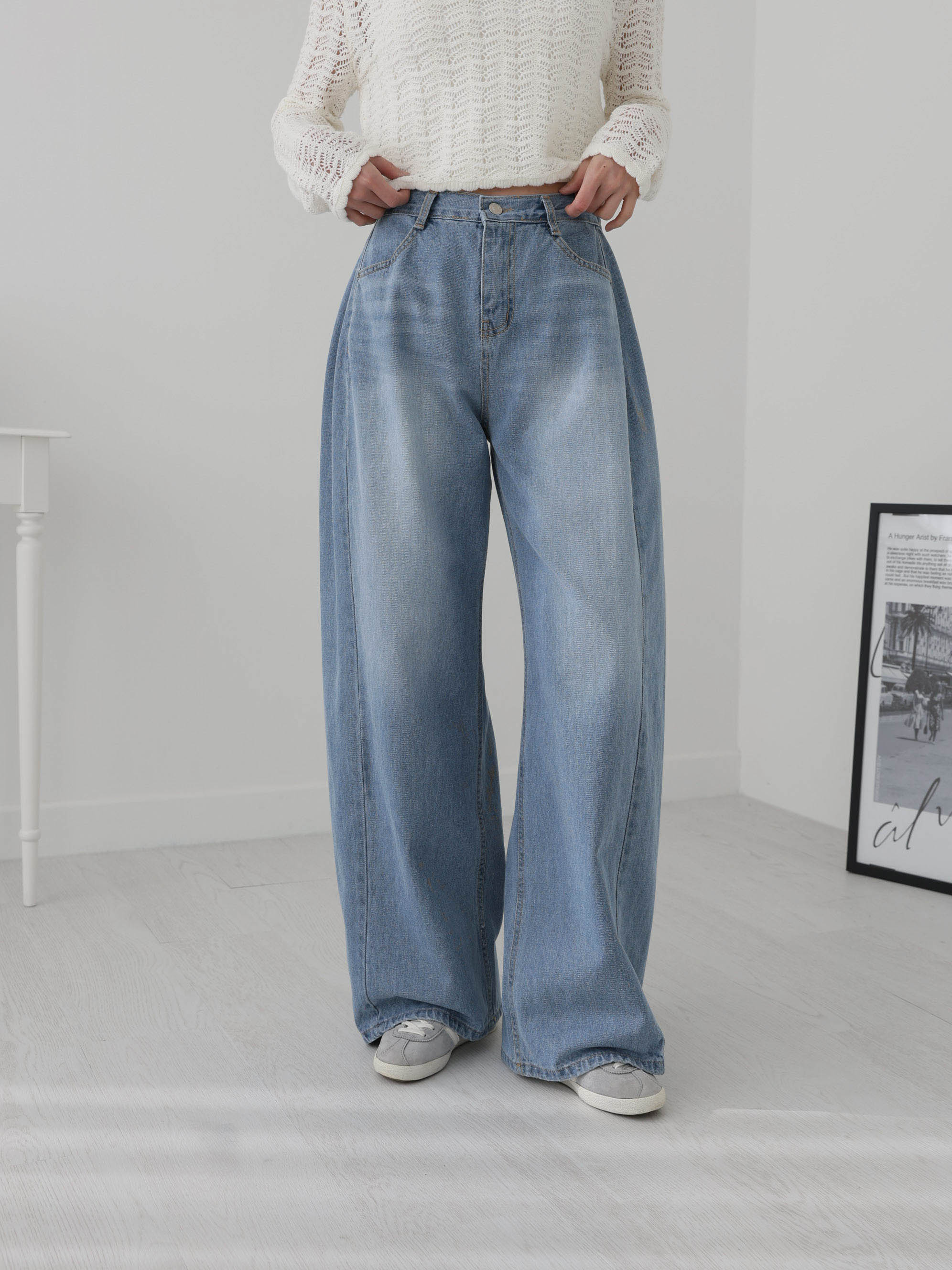 👖[26ss 봄신상] 👖팝진 봄신상 벌룬핏 와이드 청바지 허리 뒷밴딩 77 가능 / Balloon Fit Wide Denim Jeans