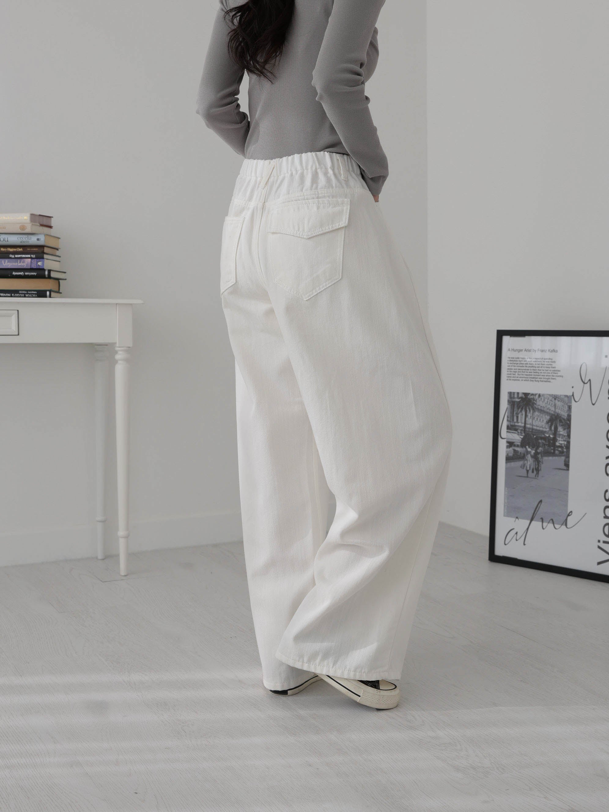 🌼팝진 봄신상🌼 와이드 벌룬핏 밴딩 팬츠 봄화이트크림 진청 트렌디핏 3사이즈 Popjin Spring Balloon Wide Banding Pants