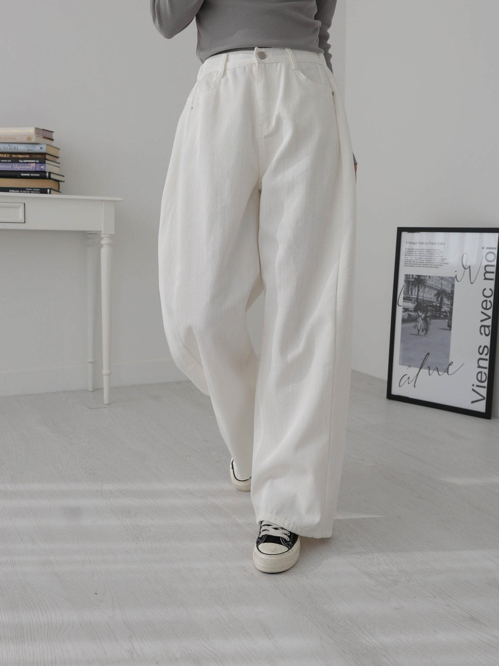 🌼팝진 봄신상🌼 와이드 벌룬핏 밴딩 팬츠 봄화이트크림 진청 트렌디핏 3사이즈 Popjin Spring Balloon Wide Banding Pants