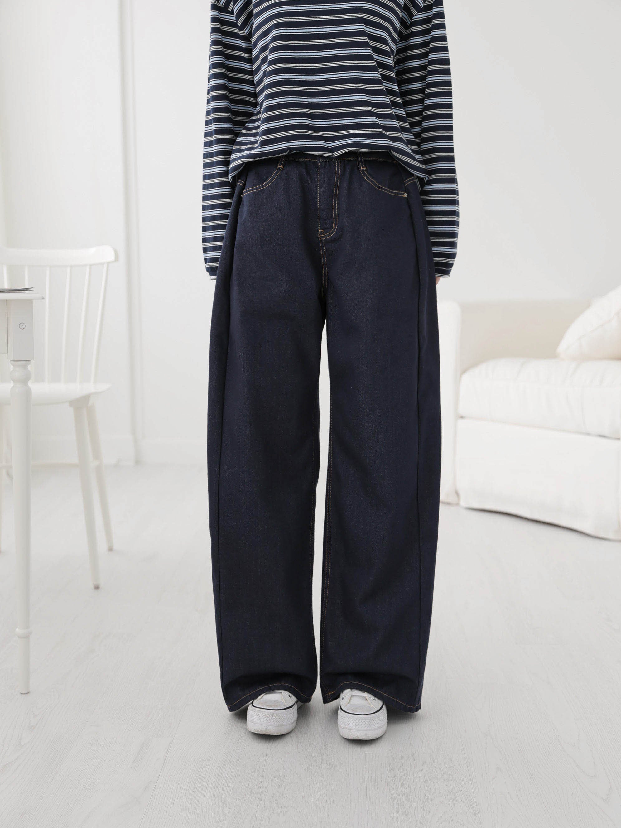 🌼팝진 봄신상🌼 와이드 벌룬핏 밴딩 팬츠 봄화이트크림 진청 트렌디핏 3사이즈 Popjin Spring Balloon Wide Banding Pants