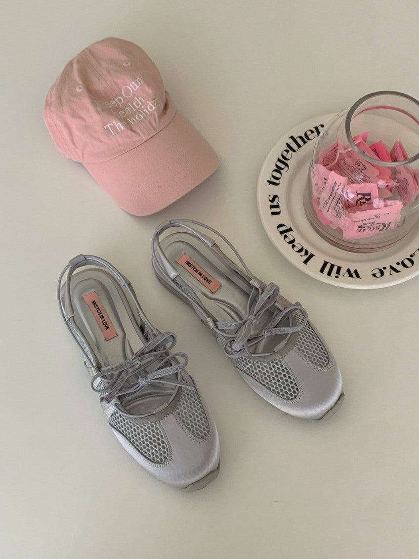 🩶🎀 스케치 무드 메쉬 리본 여름 샌들 – 폭신한 쿠션감·통기성 메쉬·하루 종일 편안한 데일리 슈즈 │ Sketch Mood Mesh Ribbon Summer Sandals 🎀🩶