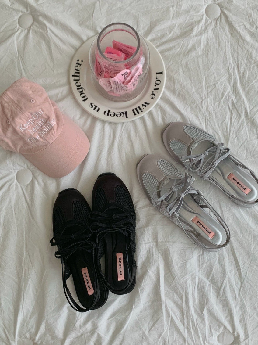 🩶🎀 스케치 무드 메쉬 리본 여름 샌들 – 폭신한 쿠션감·통기성 메쉬·하루 종일 편안한 데일리 슈즈 │ Sketch Mood Mesh Ribbon Summer Sandals 🎀🩶