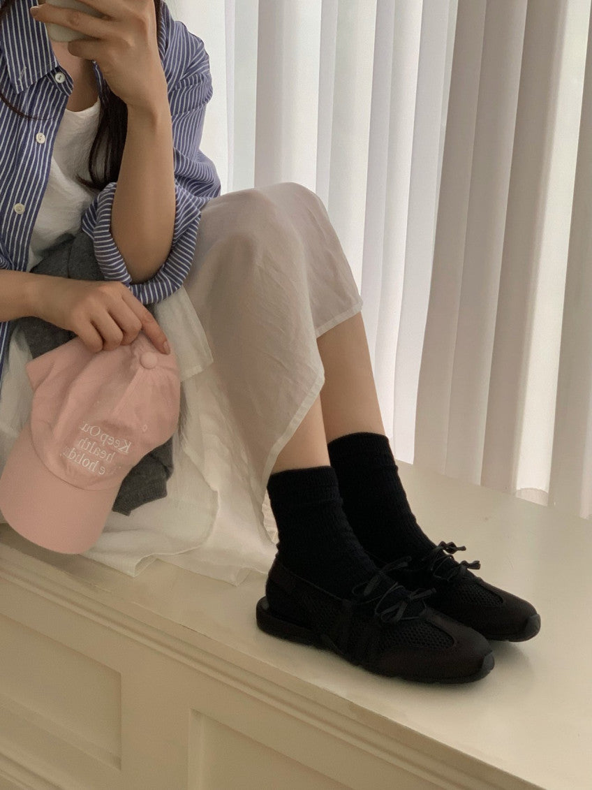 🩶🎀 스케치 무드 메쉬 리본 여름 샌들 – 폭신한 쿠션감·통기성 메쉬·하루 종일 편안한 데일리 슈즈 │ Sketch Mood Mesh Ribbon Summer Sandals 🎀🩶