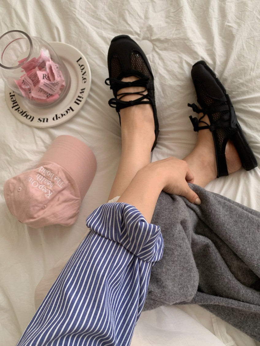 🩶🎀 스케치 무드 메쉬 리본 여름 샌들 – 폭신한 쿠션감·통기성 메쉬·하루 종일 편안한 데일리 슈즈 │ Sketch Mood Mesh Ribbon Summer Sandals 🎀🩶