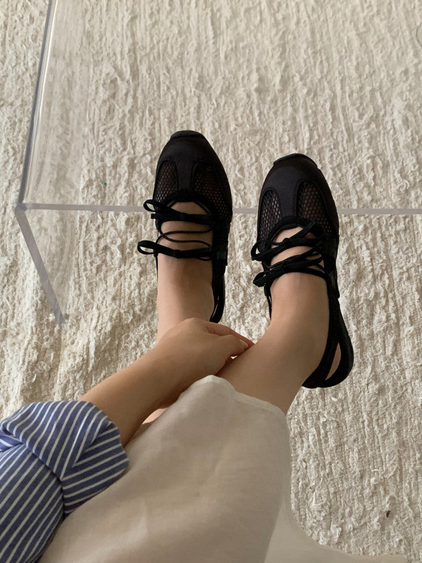 🩶🎀 스케치 무드 메쉬 리본 여름 샌들 – 폭신한 쿠션감·통기성 메쉬·하루 종일 편안한 데일리 슈즈 │ Sketch Mood Mesh Ribbon Summer Sandals 🎀🩶
