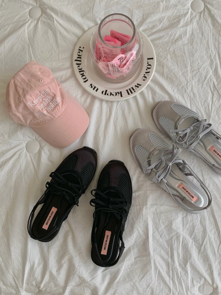 🩶🎀 스케치 무드 메쉬 리본 여름 샌들 – 폭신한 쿠션감·통기성 메쉬·하루 종일 편안한 데일리 슈즈 │ Sketch Mood Mesh Ribbon Summer Sandals 🎀🩶