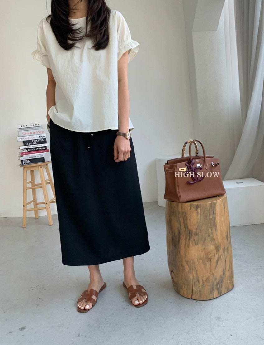 ✨ 럭키룸 블라썸 밴드 블라우스 퍼프소매 라운드넥 바스락 반팔 블라우스 데일리룩 여성 여름 블라우스 체형커버 러블리 블라우스 | Lucky Room Blossom Band Blouse Puff Sleeve Round Neck Lightweight Summer Blouse Casual Women's Top ✨