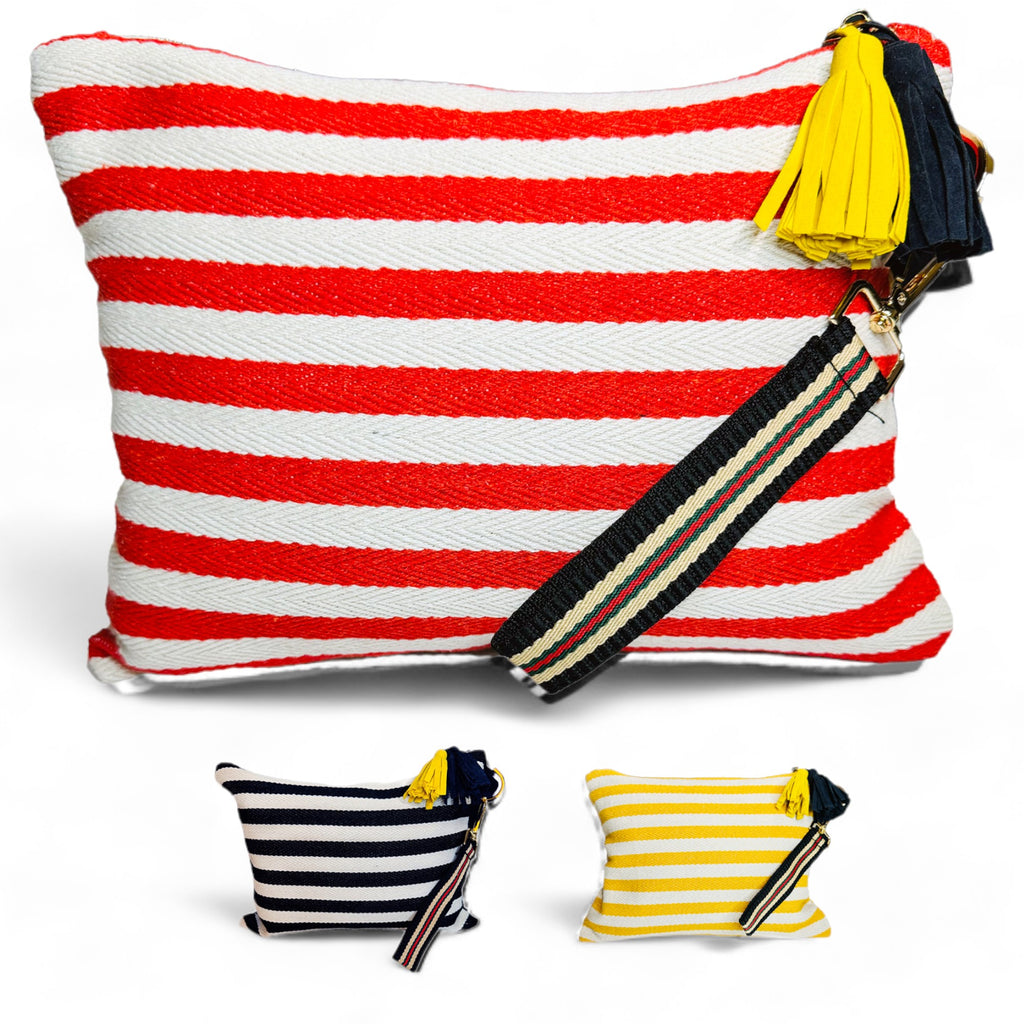 멀티 메이크업 파우치(레드)/ Striped Canvas Multi Pouch(Red) – Makeup · Travel · Everyday Organizer