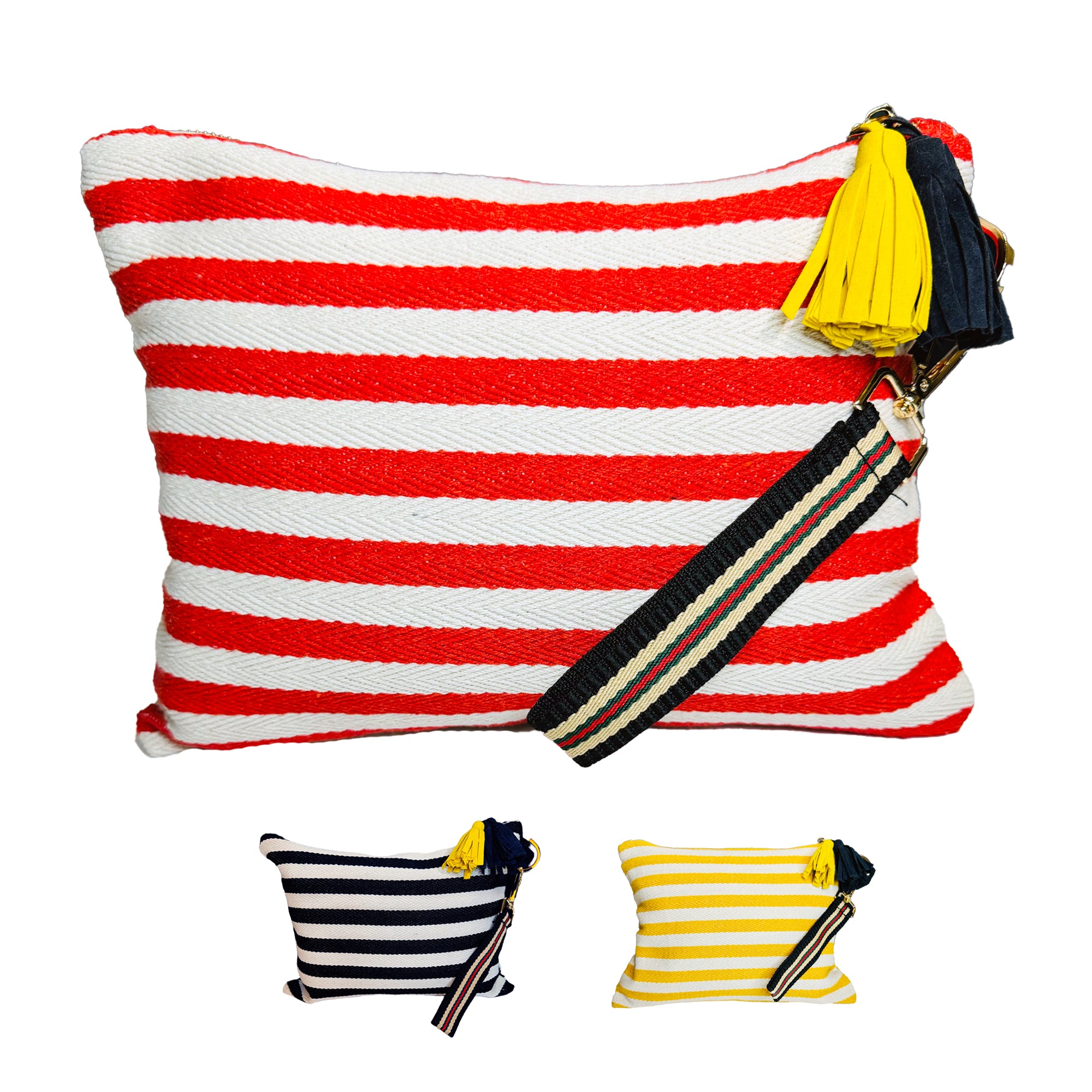 멀티 메이크업 파우치(레드)/ Striped Canvas Multi Pouch(Red) – Makeup · Travel · Everyday Organizer