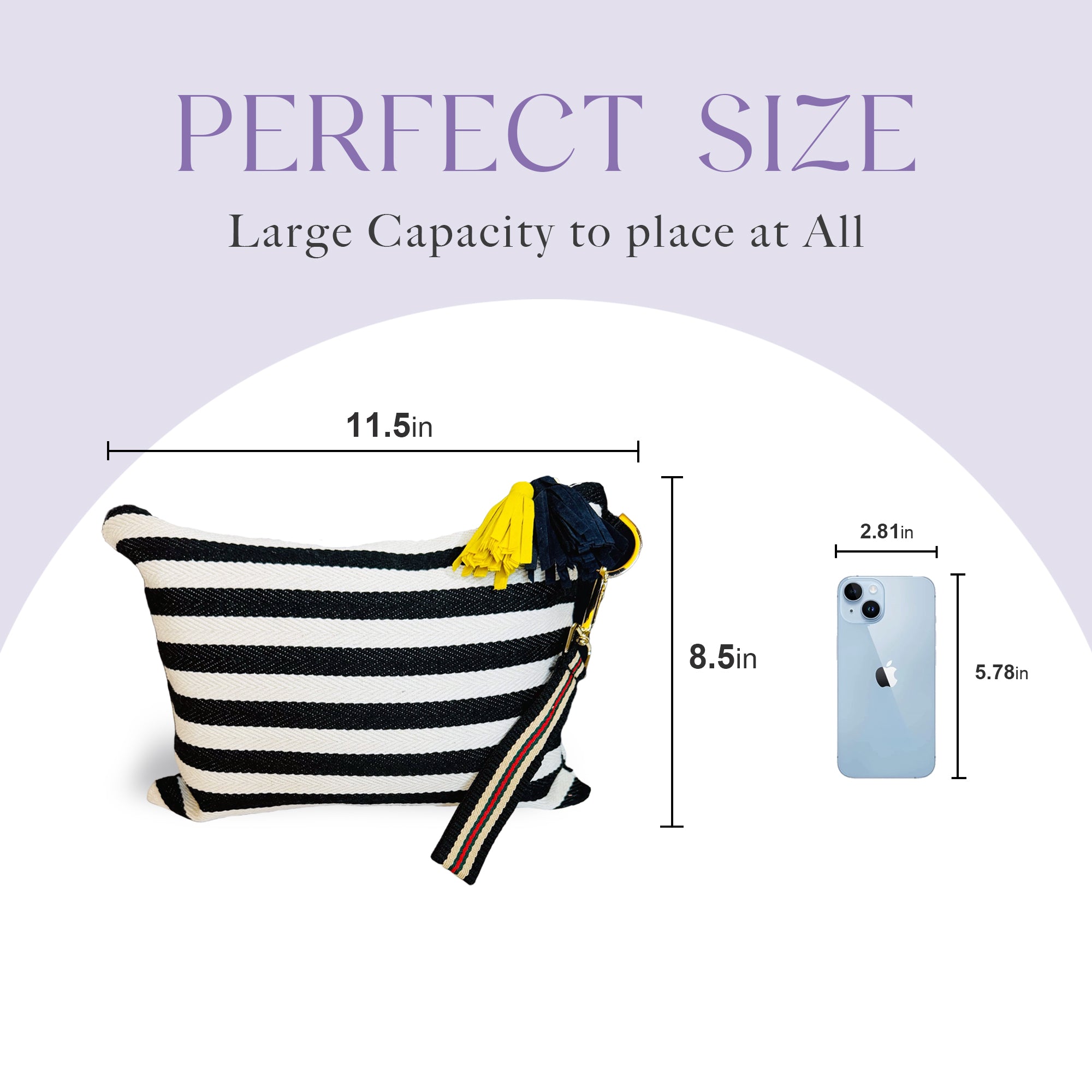 멀티 메이크업 파우치(검정)/ Striped Canvas Multi Pouch – Makeup · Travel · Everyday Organizer(Black)
