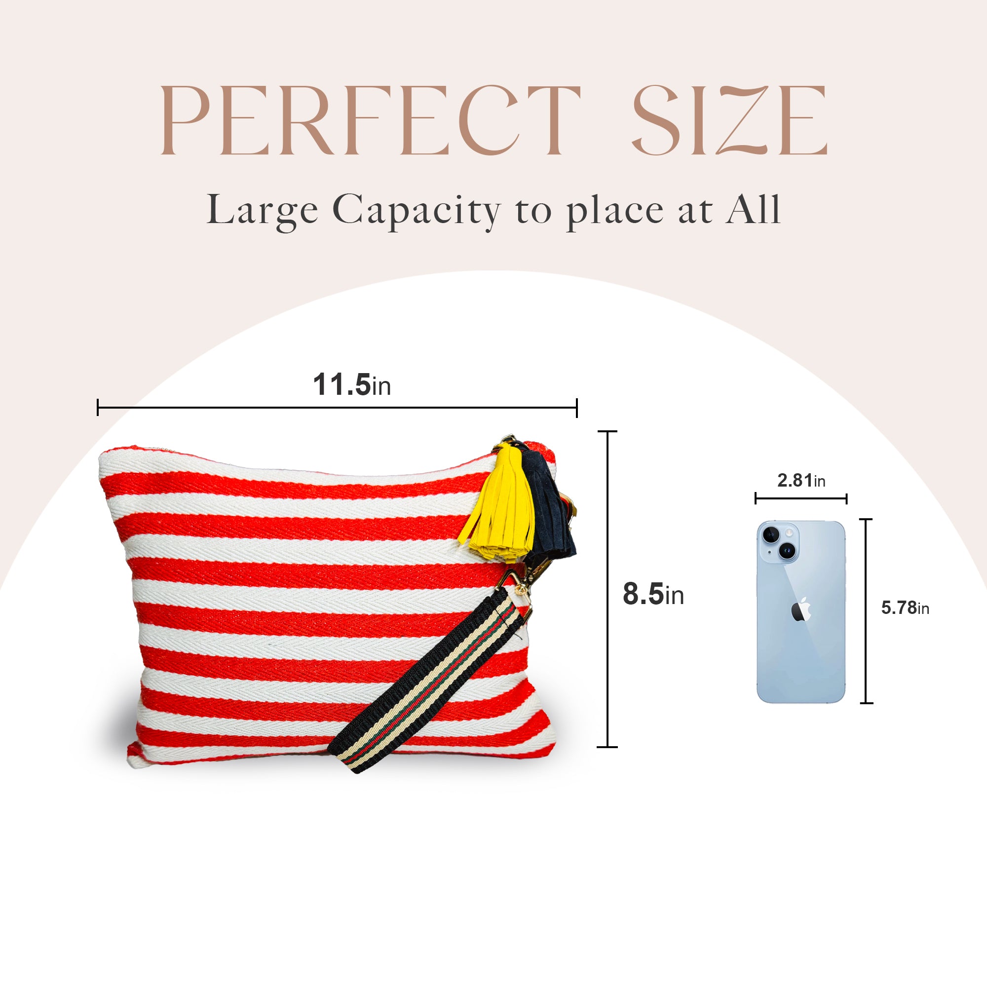 멀티 메이크업 파우치(레드)/ Striped Canvas Multi Pouch(Red) – Makeup · Travel · Everyday Organizer
