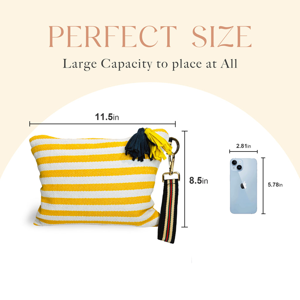 멀티 메이크업 파우치(노랑) / Striped Canvas Multi Pouch(Yellow) – Makeup · Travel · Everyday Organizer