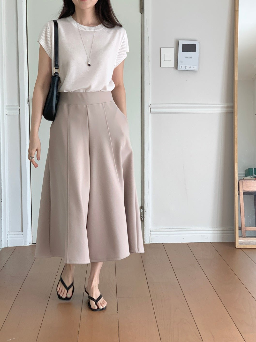 ✨👗 미시 데일리 라보 와이드 밴딩 치마바지 팬츠 편안한 A라인 체형커버 롱 큐롯 팬츠 / Labo Wide Banding Skirt-Style Culotte Pants Elegant A-Line Comfortable Daily Pants ✨