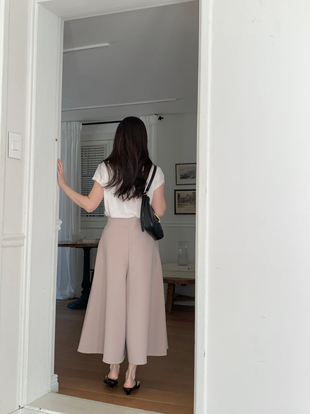 ✨👗 미시 데일리 라보 와이드 밴딩 치마바지 팬츠 편안한 A라인 체형커버 롱 큐롯 팬츠 / Labo Wide Banding Skirt-Style Culotte Pants Elegant A-Line Comfortable Daily Pants ✨