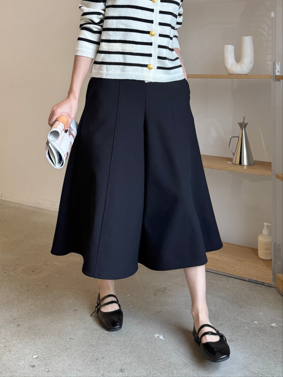 ✨👗 미시 데일리 라보 와이드 밴딩 치마바지 팬츠 편안한 A라인 체형커버 롱 큐롯 팬츠 / Labo Wide Banding Skirt-Style Culotte Pants Elegant A-Line Comfortable Daily Pants ✨