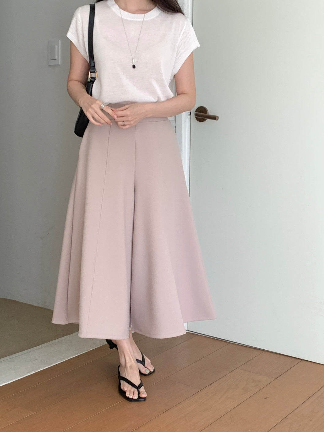 ✨👗 미시 데일리 라보 와이드 밴딩 치마바지 팬츠 편안한 A라인 체형커버 롱 큐롯 팬츠 / Labo Wide Banding Skirt-Style Culotte Pants Elegant A-Line Comfortable Daily Pants ✨