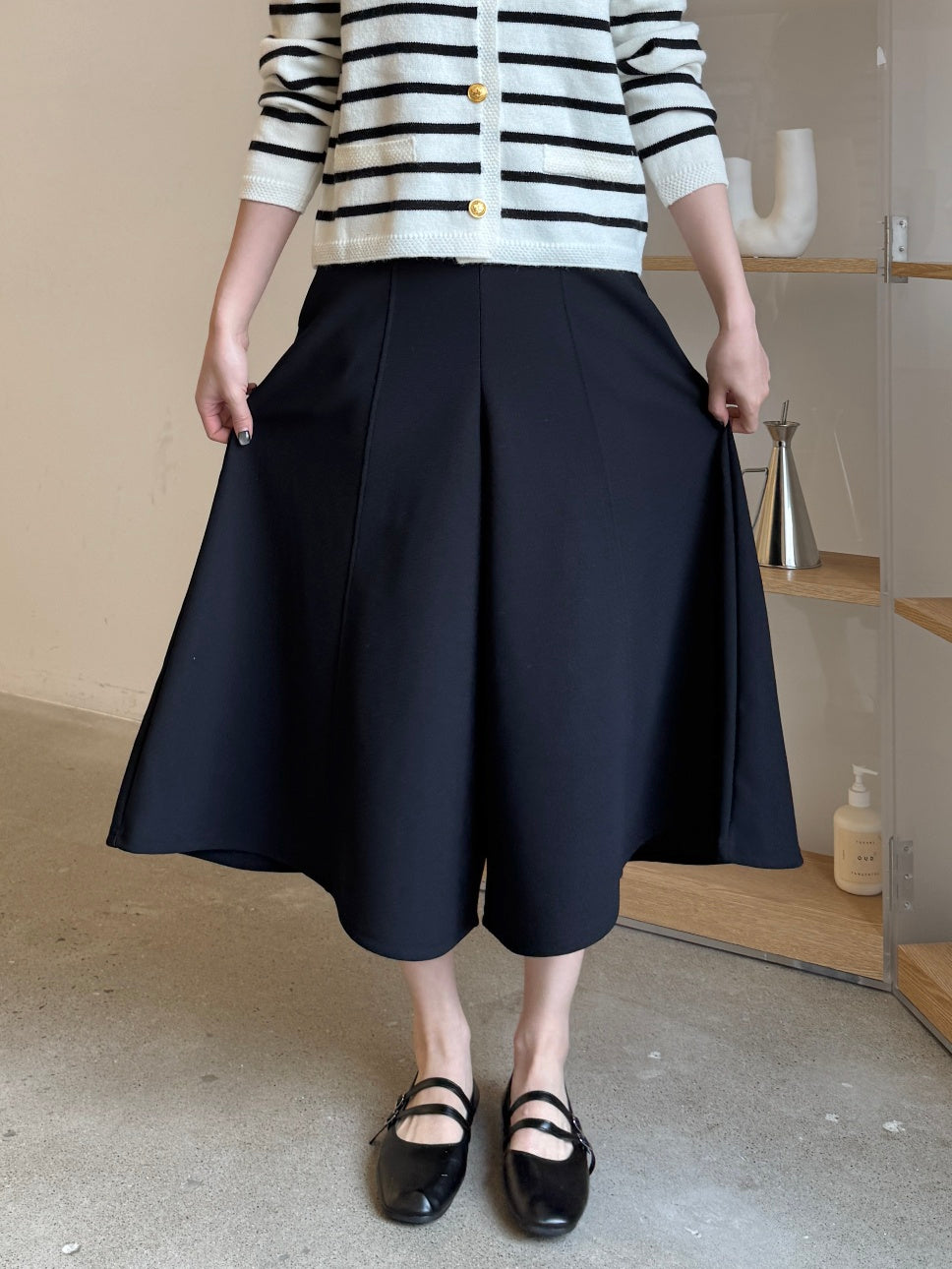 ✨👗 미시 데일리 라보 와이드 밴딩 치마바지 팬츠 편안한 A라인 체형커버 롱 큐롯 팬츠 / Labo Wide Banding Skirt-Style Culotte Pants Elegant A-Line Comfortable Daily Pants ✨
