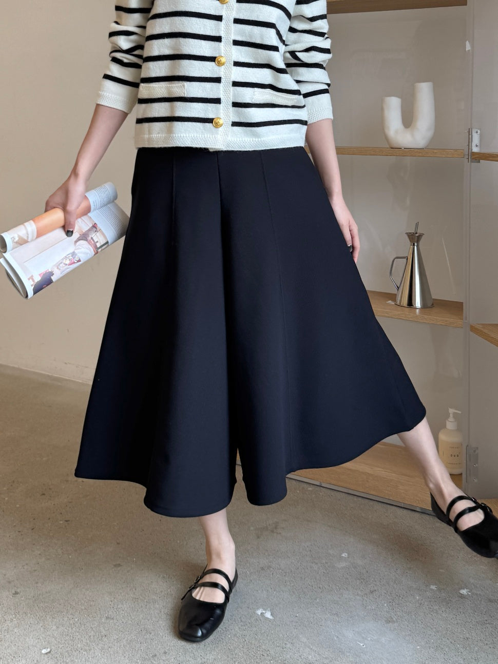 ✨👗 미시 데일리 라보 와이드 밴딩 치마바지 팬츠 편안한 A라인 체형커버 롱 큐롯 팬츠 / Labo Wide Banding Skirt-Style Culotte Pants Elegant A-Line Comfortable Daily Pants ✨