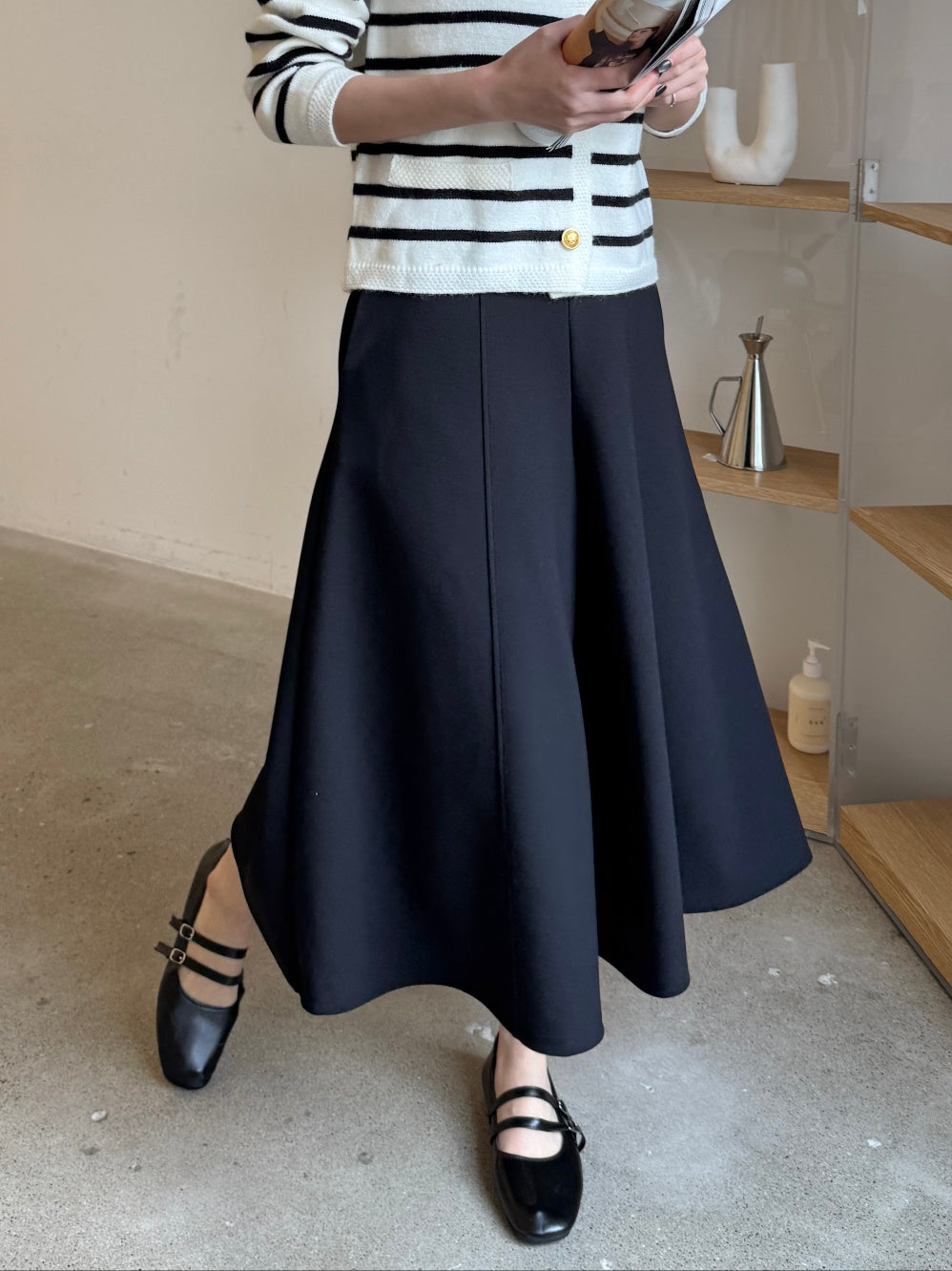✨👗 미시 데일리 라보 와이드 밴딩 치마바지 팬츠 편안한 A라인 체형커버 롱 큐롯 팬츠 / Labo Wide Banding Skirt-Style Culotte Pants Elegant A-Line Comfortable Daily Pants ✨