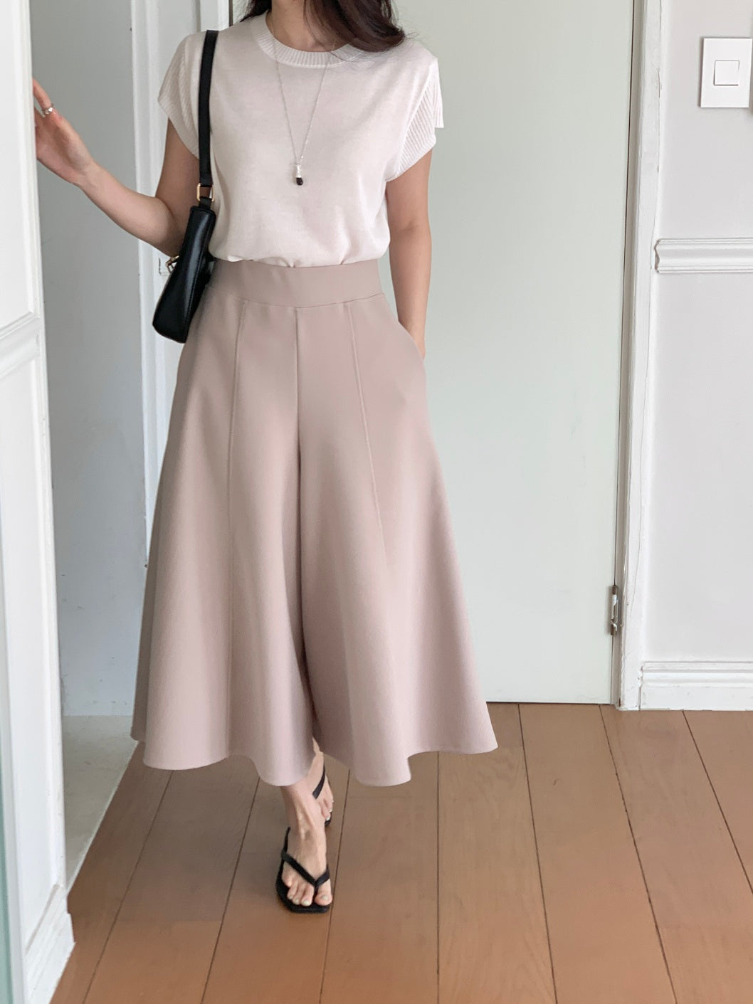 ✨👗 미시 데일리 라보 와이드 밴딩 치마바지 팬츠 편안한 A라인 체형커버 롱 큐롯 팬츠 / Labo Wide Banding Skirt-Style Culotte Pants Elegant A-Line Comfortable Daily Pants ✨