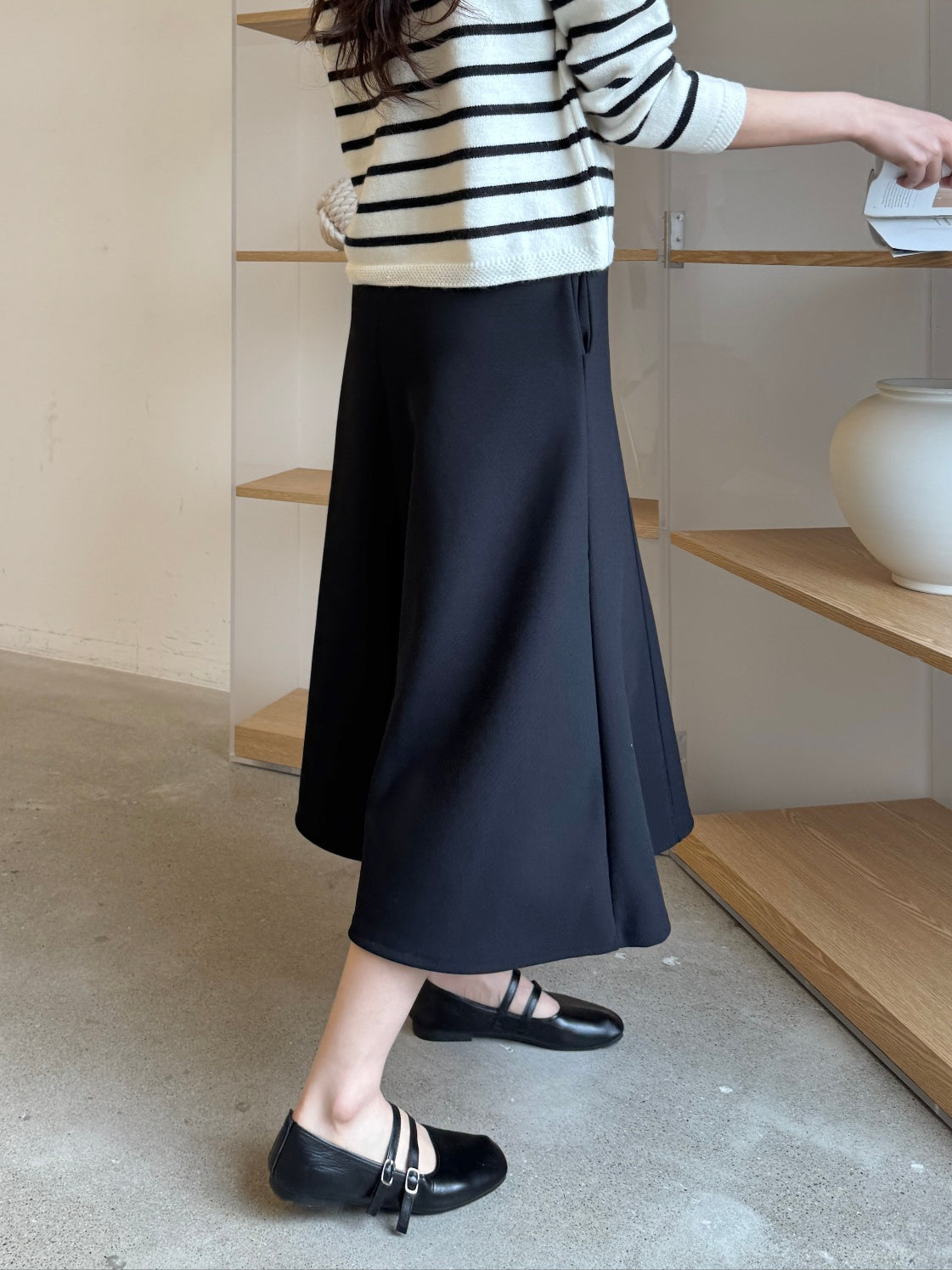 ✨👗 미시 데일리 라보 와이드 밴딩 치마바지 팬츠 편안한 A라인 체형커버 롱 큐롯 팬츠 / Labo Wide Banding Skirt-Style Culotte Pants Elegant A-Line Comfortable Daily Pants ✨