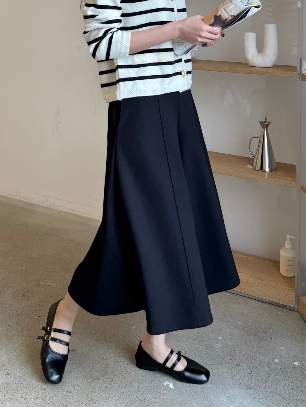✨👗 미시 데일리 라보 와이드 밴딩 치마바지 팬츠 편안한 A라인 체형커버 롱 큐롯 팬츠 / Labo Wide Banding Skirt-Style Culotte Pants Elegant A-Line Comfortable Daily Pants ✨