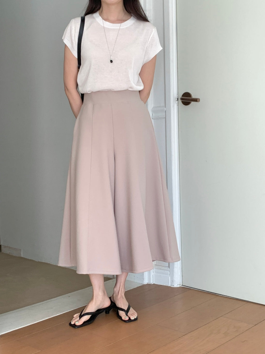 ✨👗 미시 데일리 라보 와이드 밴딩 치마바지 팬츠 편안한 A라인 체형커버 롱 큐롯 팬츠 / Labo Wide Banding Skirt-Style Culotte Pants Elegant A-Line Comfortable Daily Pants ✨