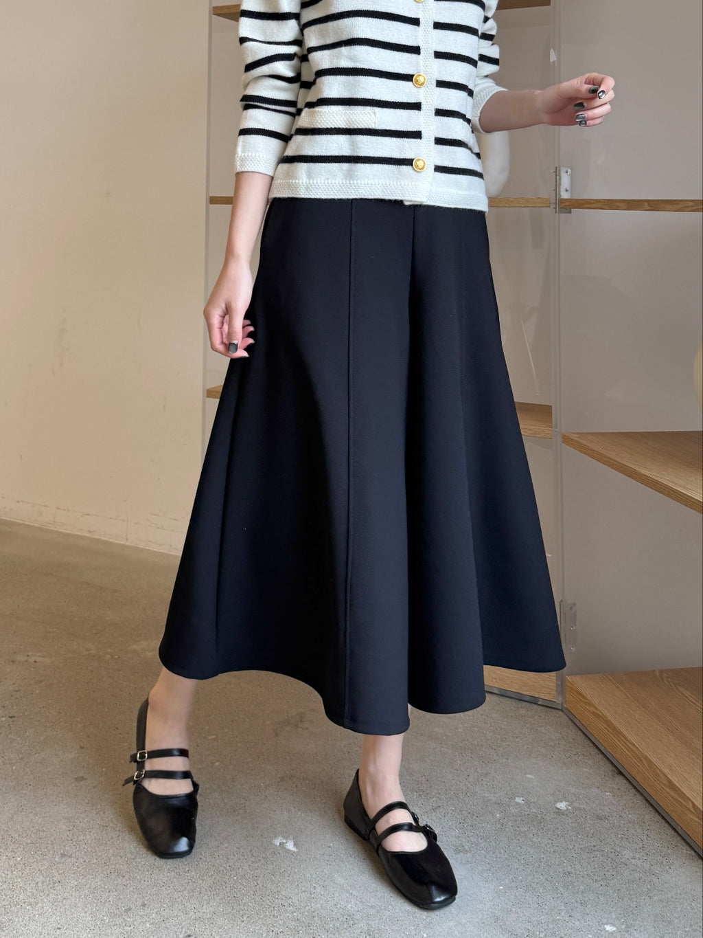 ✨👗 미시 데일리 라보 와이드 밴딩 치마바지 팬츠 편안한 A라인 체형커버 롱 큐롯 팬츠 / Labo Wide Banding Skirt-Style Culotte Pants Elegant A-Line Comfortable Daily Pants ✨