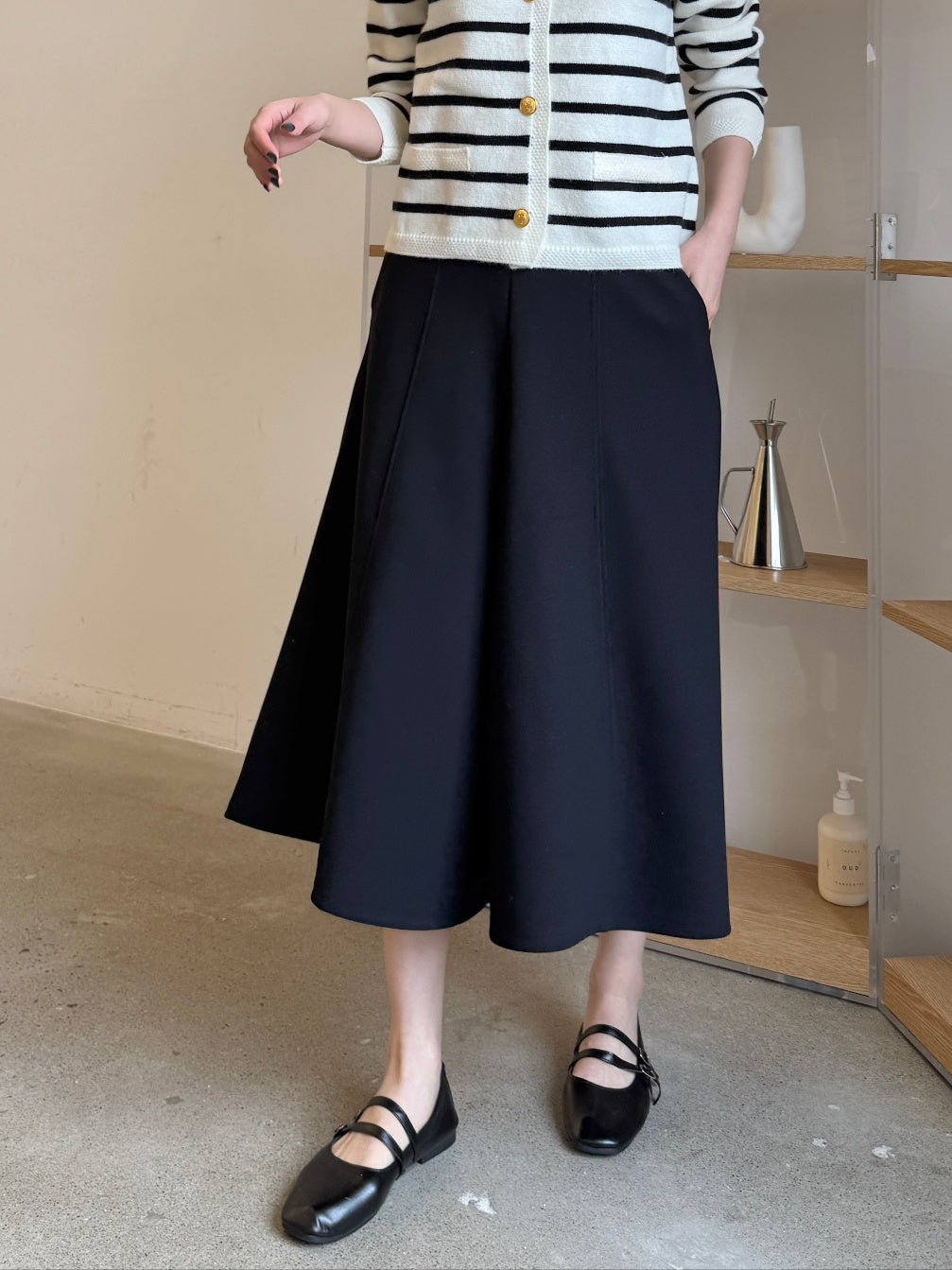 ✨👗 미시 데일리 라보 와이드 밴딩 치마바지 팬츠 편안한 A라인 체형커버 롱 큐롯 팬츠 / Labo Wide Banding Skirt-Style Culotte Pants Elegant A-Line Comfortable Daily Pants ✨