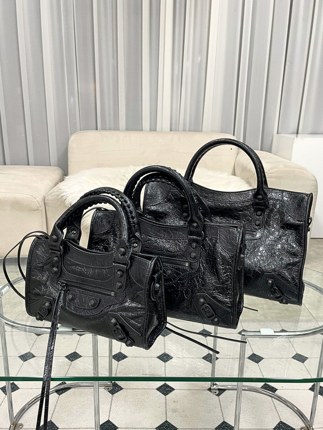 🖤✨ Y2K 르시티 모터백 소가죽 100% 토트백 & 크로스백 미니 · 스몰 · 미디움 ✨🖤 🖤✨ Y2K Le City Motor Bag 100% Cowhide Tote Bag & Crossbody Bag Mini · Small · Medium ✨🖤