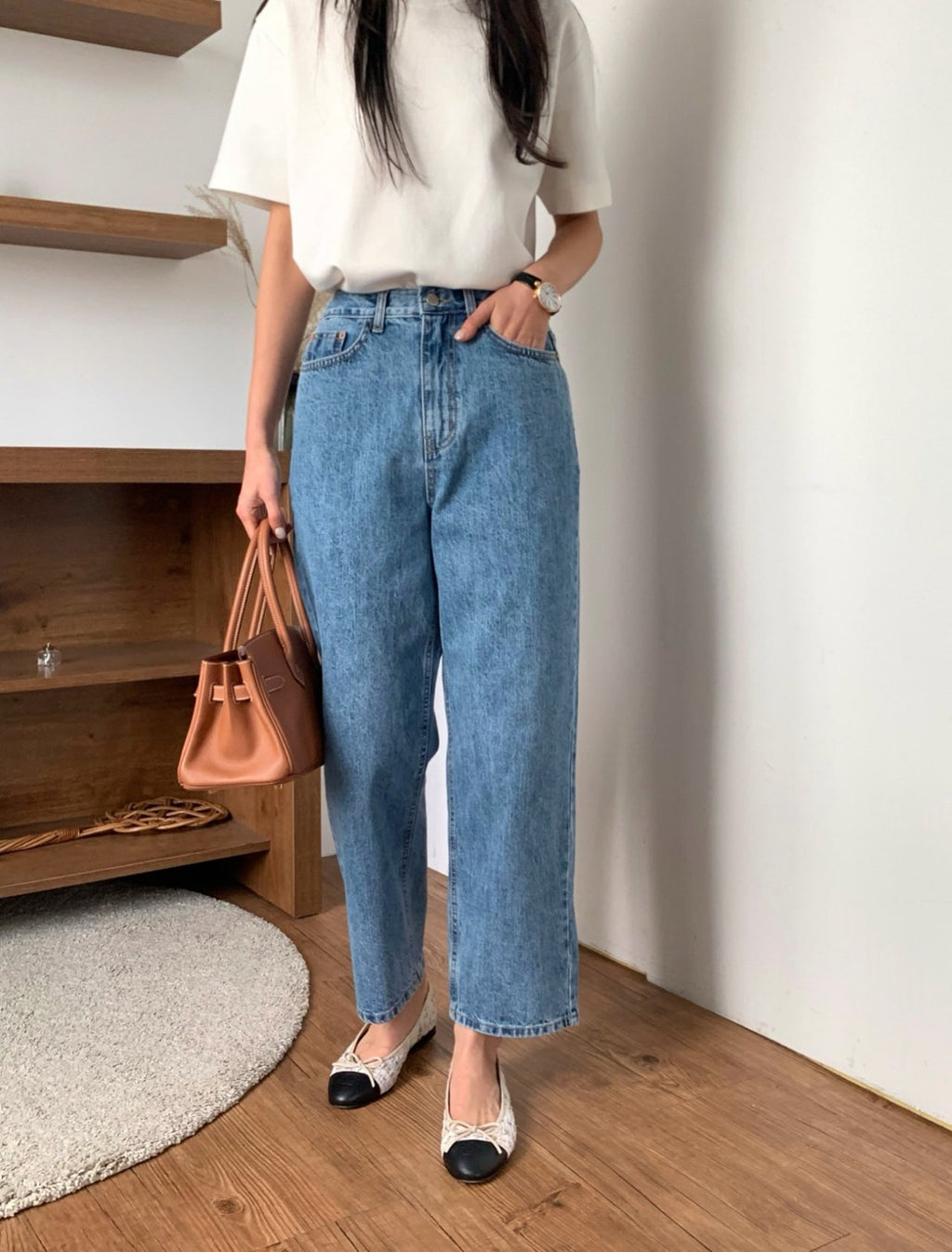 💕봄신상[럭키룸]💕👖 26SS 뒷밴딩 연청 탱고 일자 데님 팬츠 Back-Banding Straight Light Blue Denim Pants