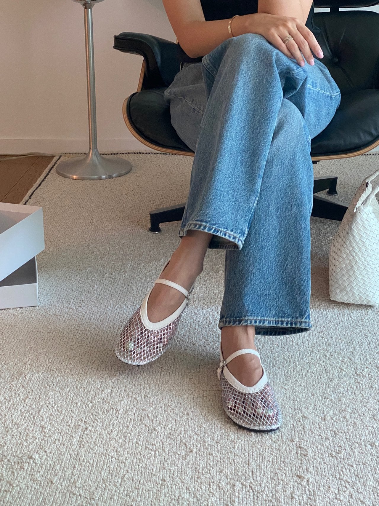 [3-4주소요]✨품절대란여름신발✨ 블랑26SS 비즈 메쉬 메리제인 플랫 🩶 Beaded Mesh Mary Jane Flats | 여름 반짝이 플랫 끝판왕 💎