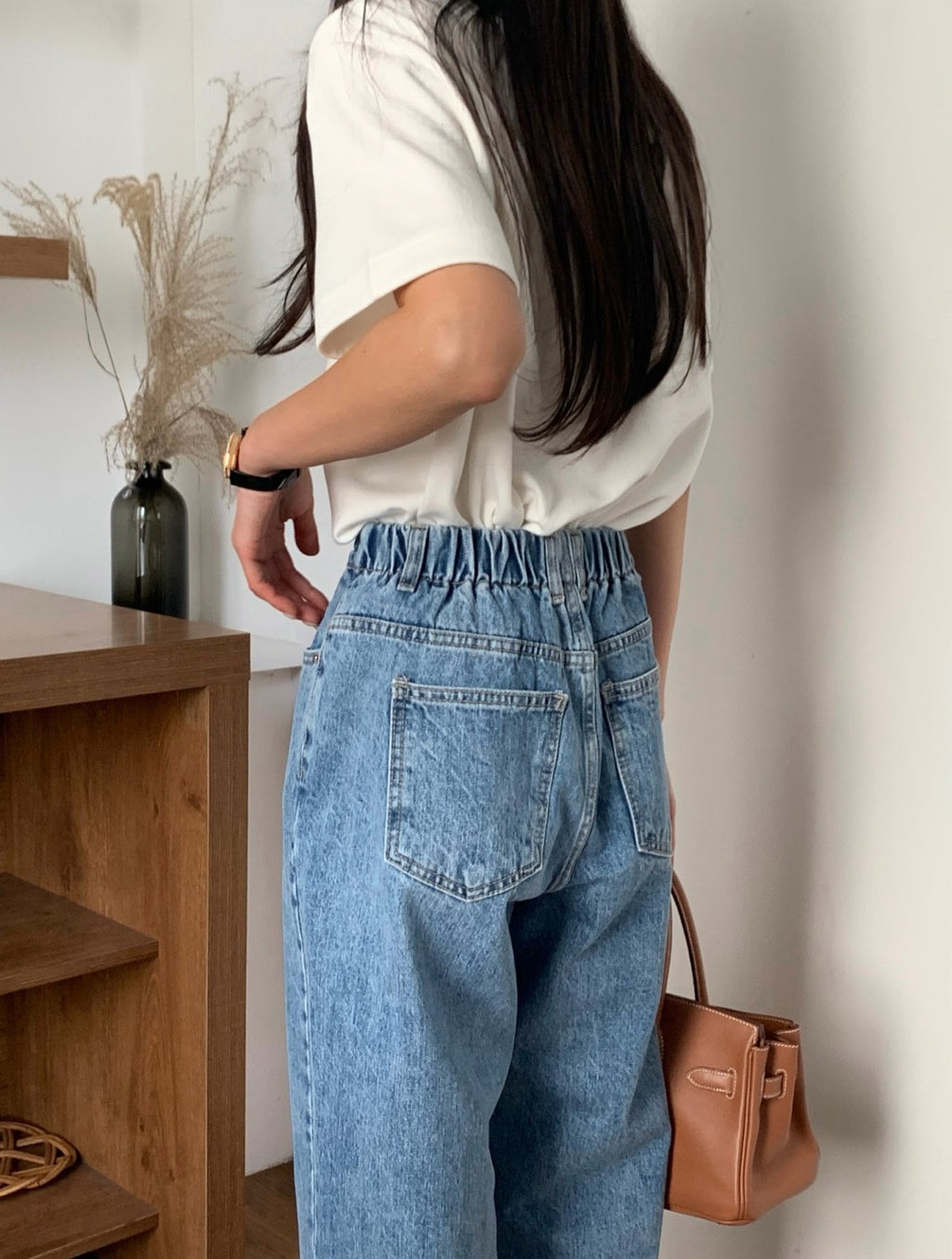 💕봄신상[럭키룸]💕👖 26SS 뒷밴딩 연청 탱고 일자 데님 팬츠 Back-Banding Straight Light Blue Denim Pants