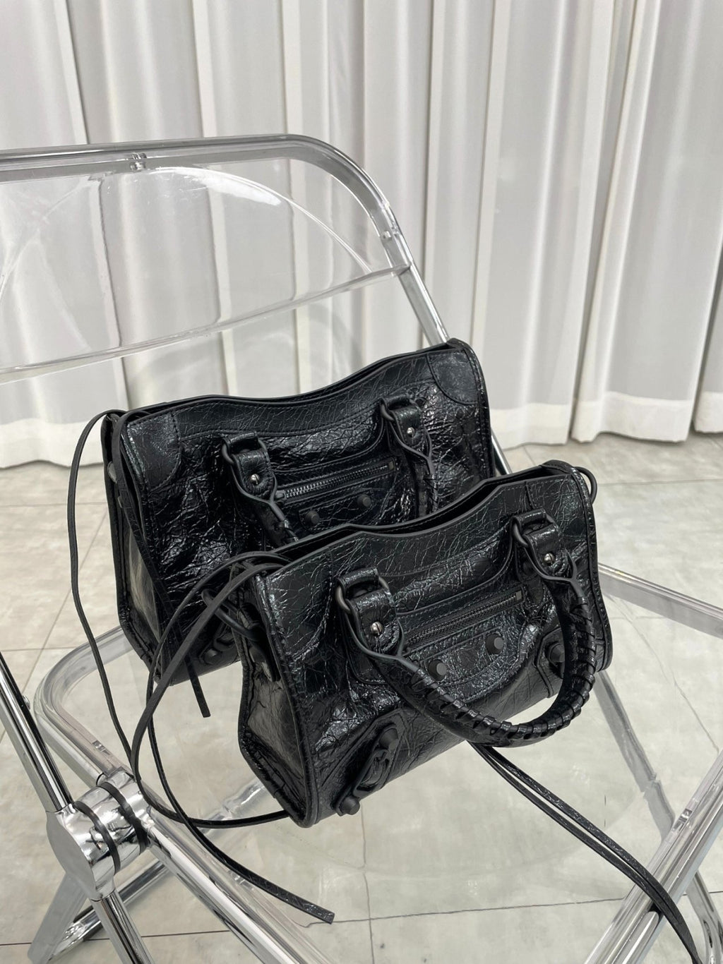 🖤✨ Y2K 르시티 모터백 소가죽 100% 토트백 & 크로스백 미니 · 스몰 · 미디움 ✨🖤 🖤✨ Y2K Le City Motor Bag 100% Cowhide Tote Bag & Crossbody Bag Mini · Small · Medium ✨🖤