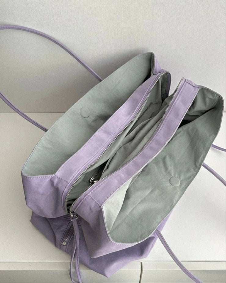 ✨가볍고 넉넉한 데일리·여행용 프릭스 빅 나일론 숄더백 ✈️👜 노트북 수납 가능 · 3칸 분리 수납 · 초경량 가방 (블랙/그레이/퍼플) Lightweight Large Nylon Shoulder Bag ✨ Laptop Fit · 3 Compartments · Ultra Lightweight (Black/Gray/Purple)