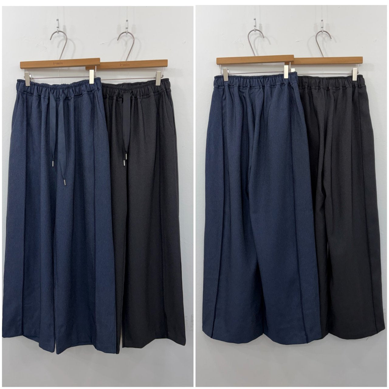 ✨🤍 입자마자 슬림라인 정리되는 포멀 데님 와이드 팬츠 🤍✨ 밴딩 허리 + 핀턱 디테일 + 바깥라인 절개 슬림효과 + 찰랑 와이드핏 + 하루종일 편안한 착용감 💙🖤 Formal Denim Wide Pants – Elastic Waist + Pintuck + Side Line Slim Effect + Flowy Fit + All-day Comfort ✨