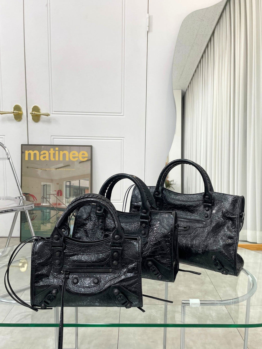 🖤✨ Y2K 르시티 모터백 소가죽 100% 토트백 & 크로스백 미니 · 스몰 · 미디움 ✨🖤 🖤✨ Y2K Le City Motor Bag 100% Cowhide Tote Bag & Crossbody Bag Mini · Small · Medium ✨🖤