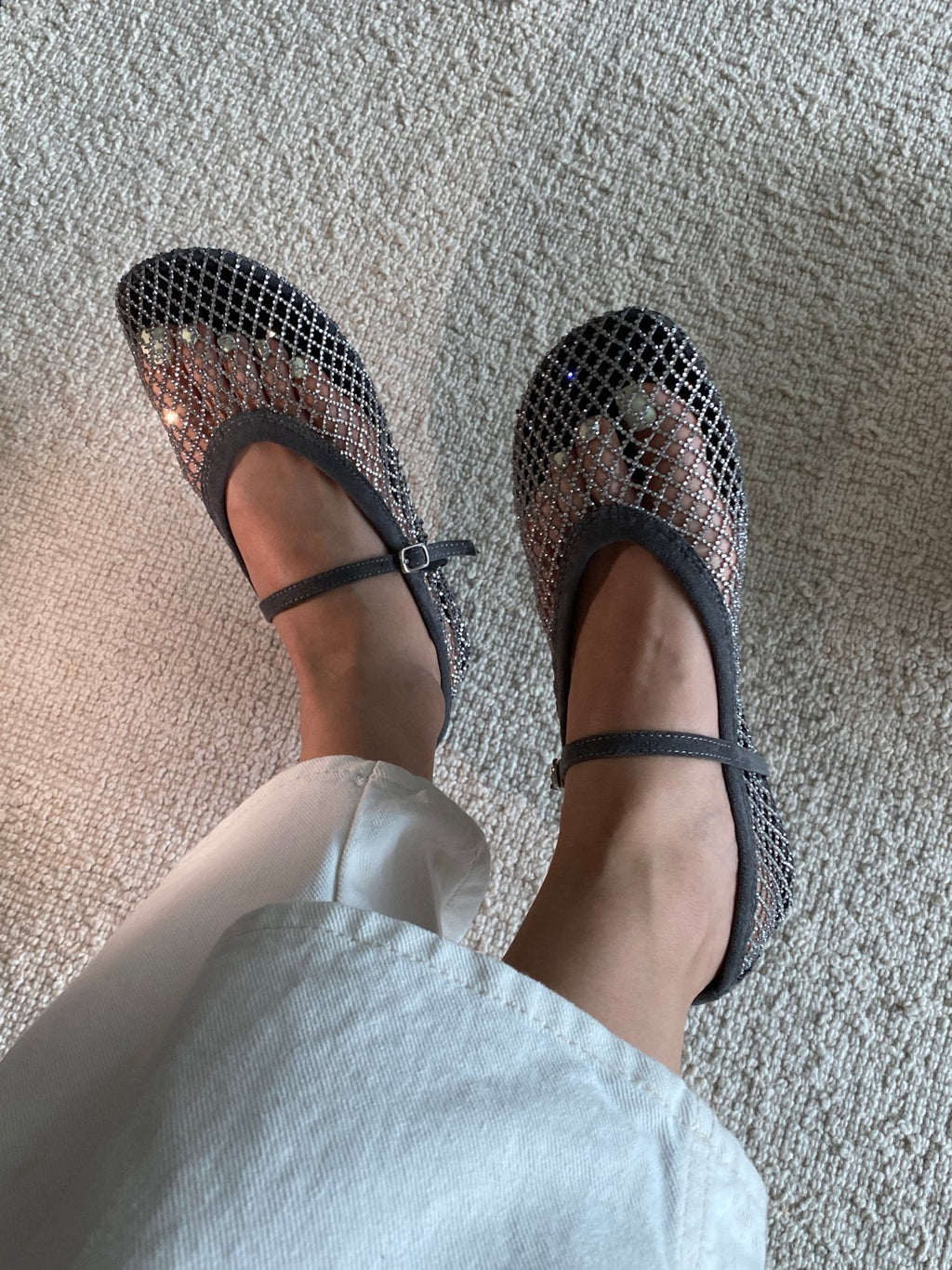 [3-4주소요]✨품절대란여름신발✨ 블랑26SS 비즈 메쉬 메리제인 플랫 🩶 Beaded Mesh Mary Jane Flats | 여름 반짝이 플랫 끝판왕 💎