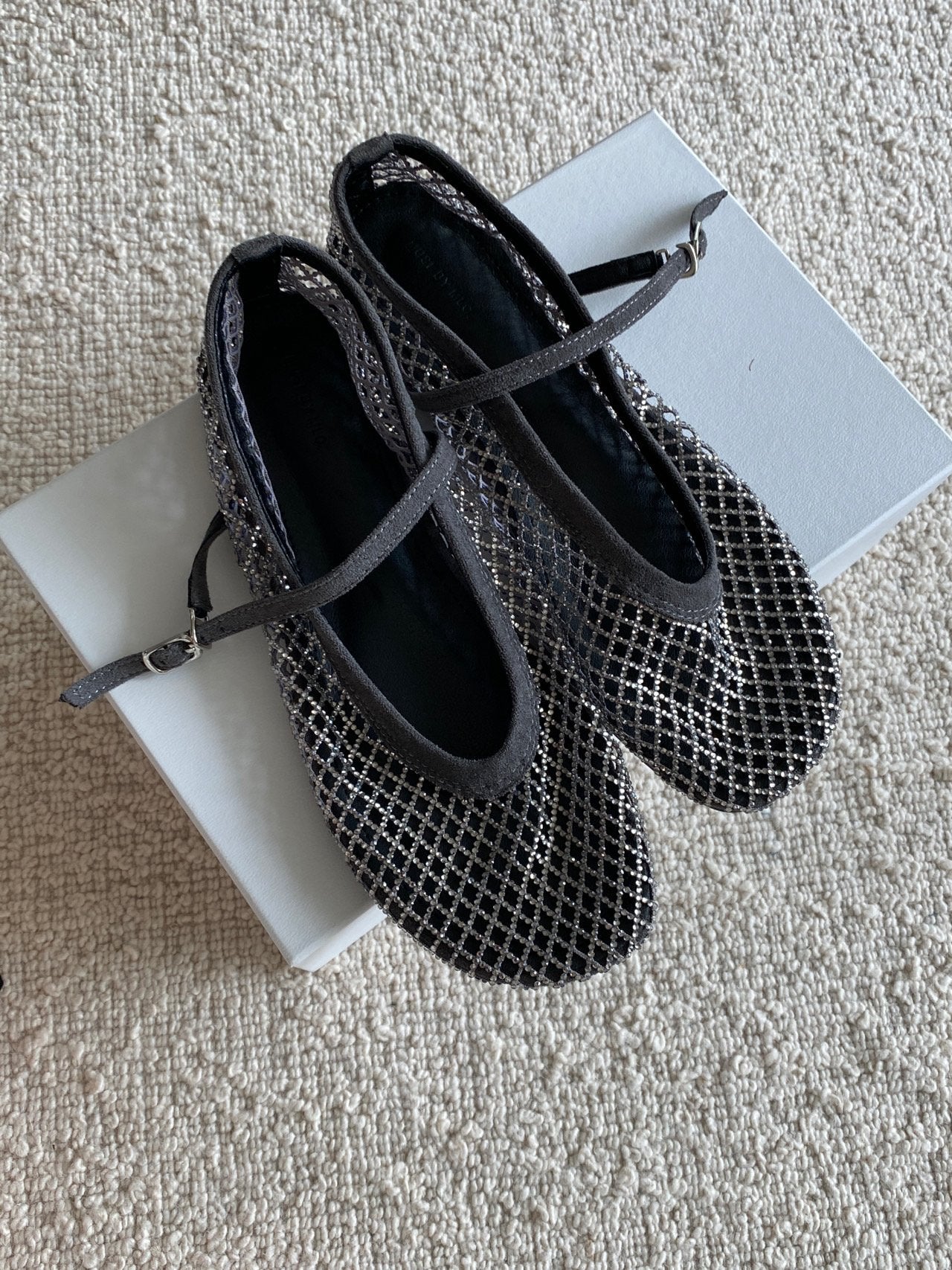 [3-4주소요]✨품절대란여름신발✨ 블랑26SS 비즈 메쉬 메리제인 플랫 🩶 Beaded Mesh Mary Jane Flats | 여름 반짝이 플랫 끝판왕 💎